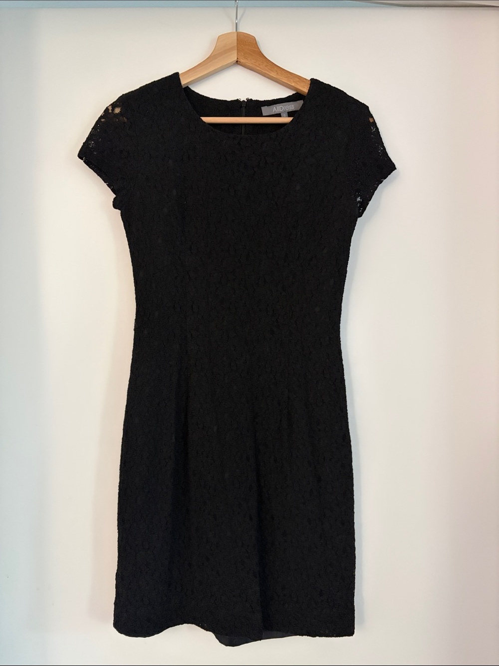 Women's Black Lace Cap-Sleeve Mini Dress